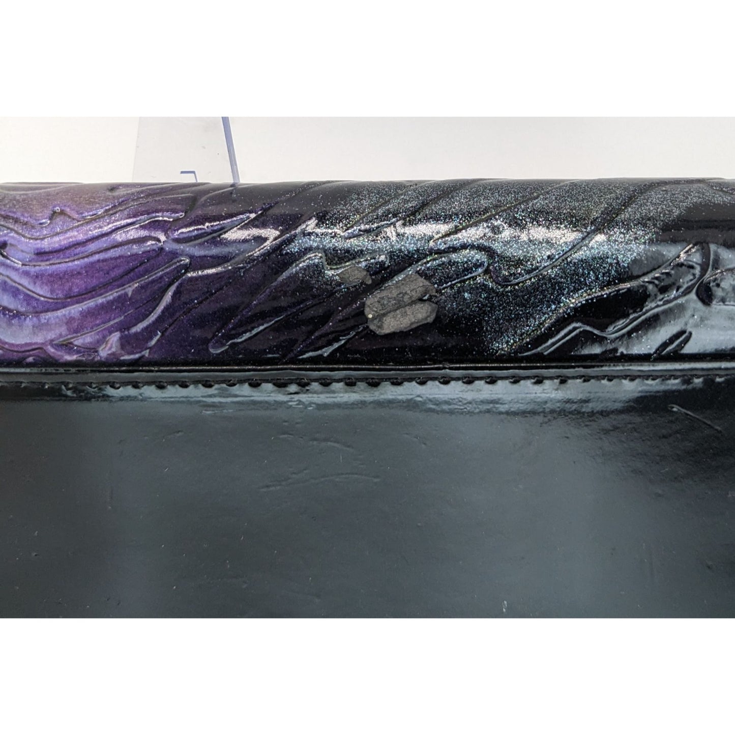Gothic Skype Black And Purple Embossed Leather Wallet With Gold Accents