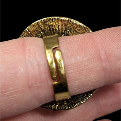 Floral Glam Shield Ring Gold Tone With Rainbow Rhinestones