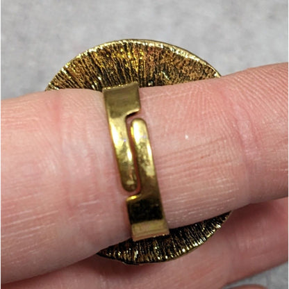 Floral Glam Shield Ring Gold Tone With Rainbow Rhinestones