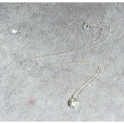 Minimalist Sterling Silver Gemmed Pendant Necklace