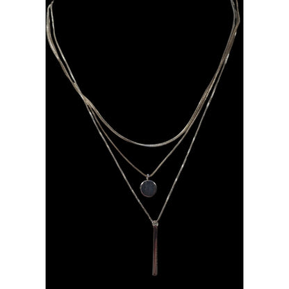 Elegant Minimalist Silver Tone Multilayer Charm Necklace