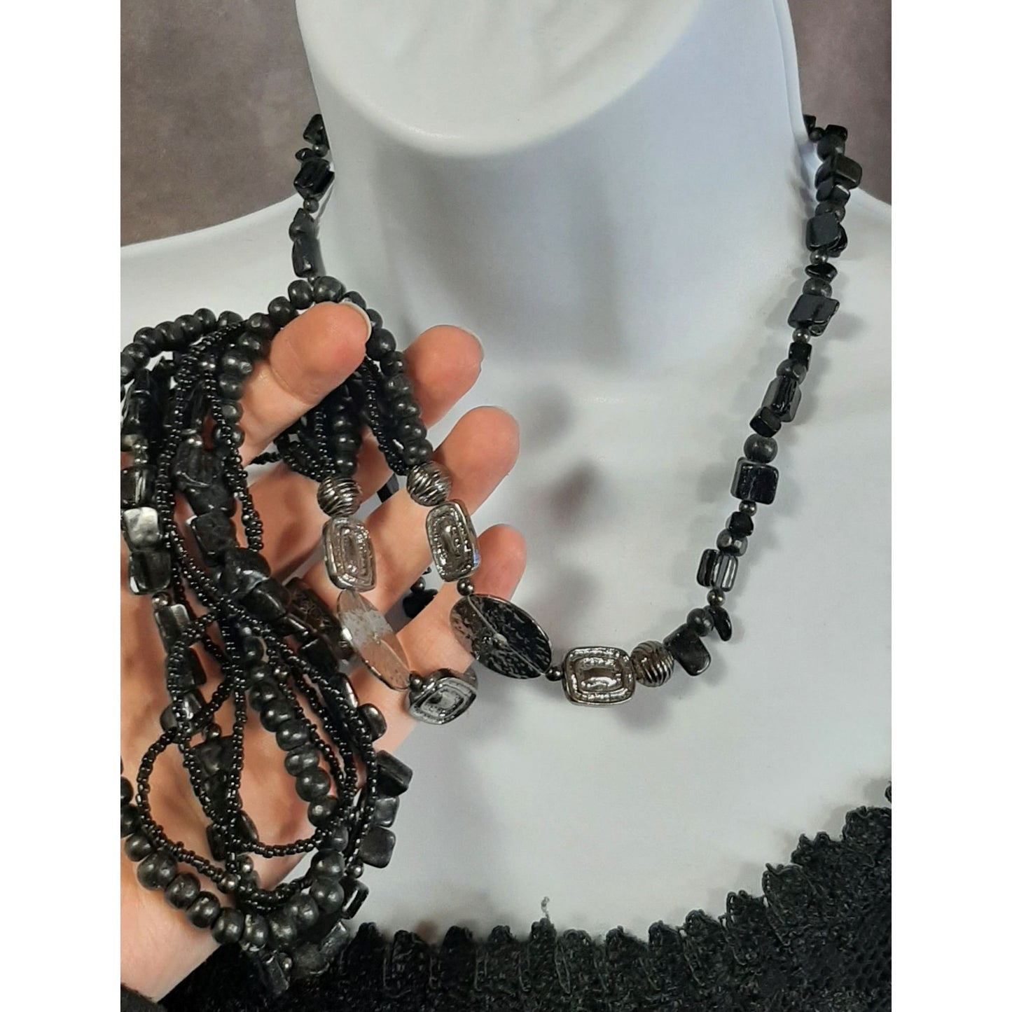 Abstract Gothic Chunky Beaded Necklace