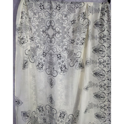 Eren Akesuar Paisley Print Scarf Lightweight 71"x27" Elegant Black & White Design