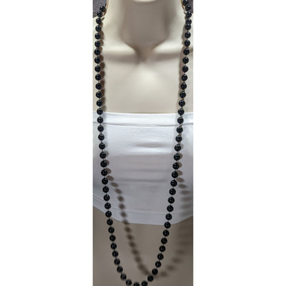 Casual Gothic Black Beaded Long  Necklace