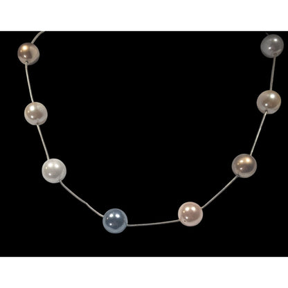 Vintage Monet Multi-Metallic Faux Pearl Station Necklace