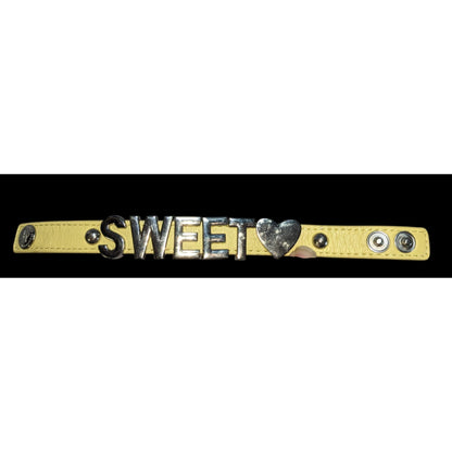Y2K Sweet BCBGeneration Yellow Leather Heart Statement Bracelet