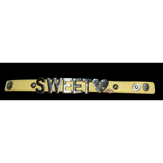 Y2K Sweet BCBGeneration Yellow Leather Heart Statement Bracelet