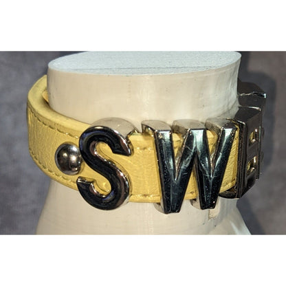 Y2K Sweet BCBGeneration Yellow Leather Heart Statement Bracelet