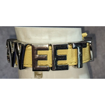 Y2K Sweet BCBGeneration Yellow Leather Heart Statement Bracelet