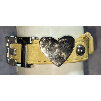 Y2K Sweet BCBGeneration Yellow Leather Heart Statement Bracelet