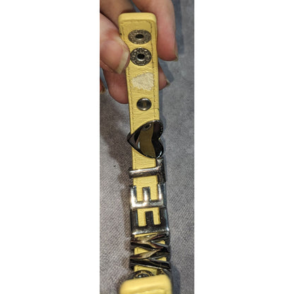 Y2K Sweet BCBGeneration Yellow Leather Heart Statement Bracelet