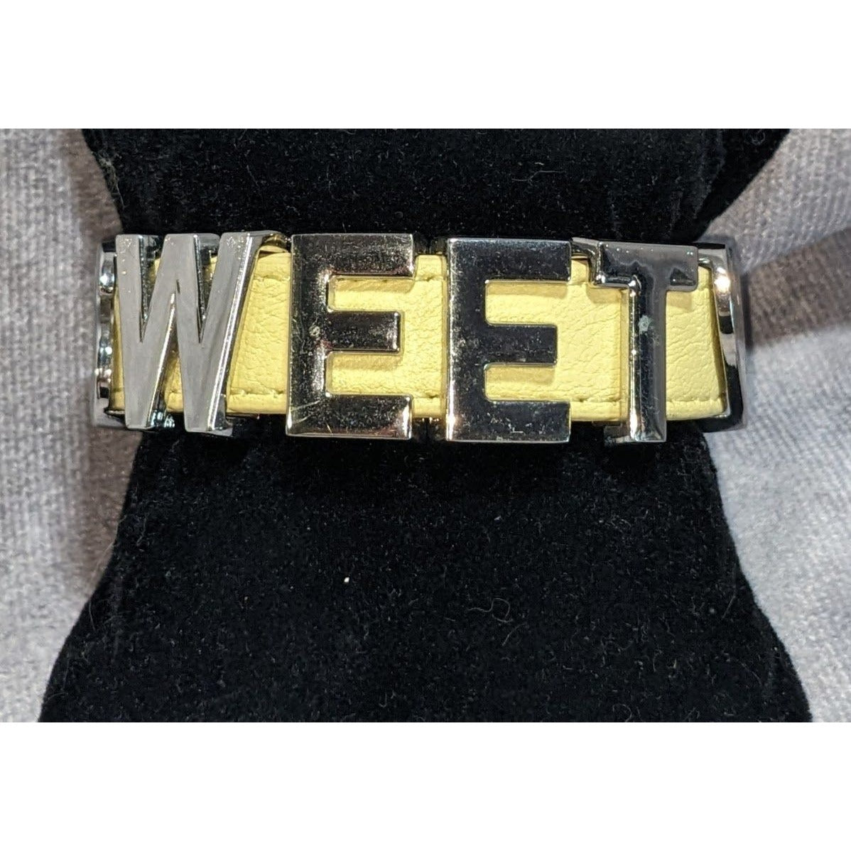 Y2K Sweet BCBGeneration Yellow Leather Heart Statement Bracelet