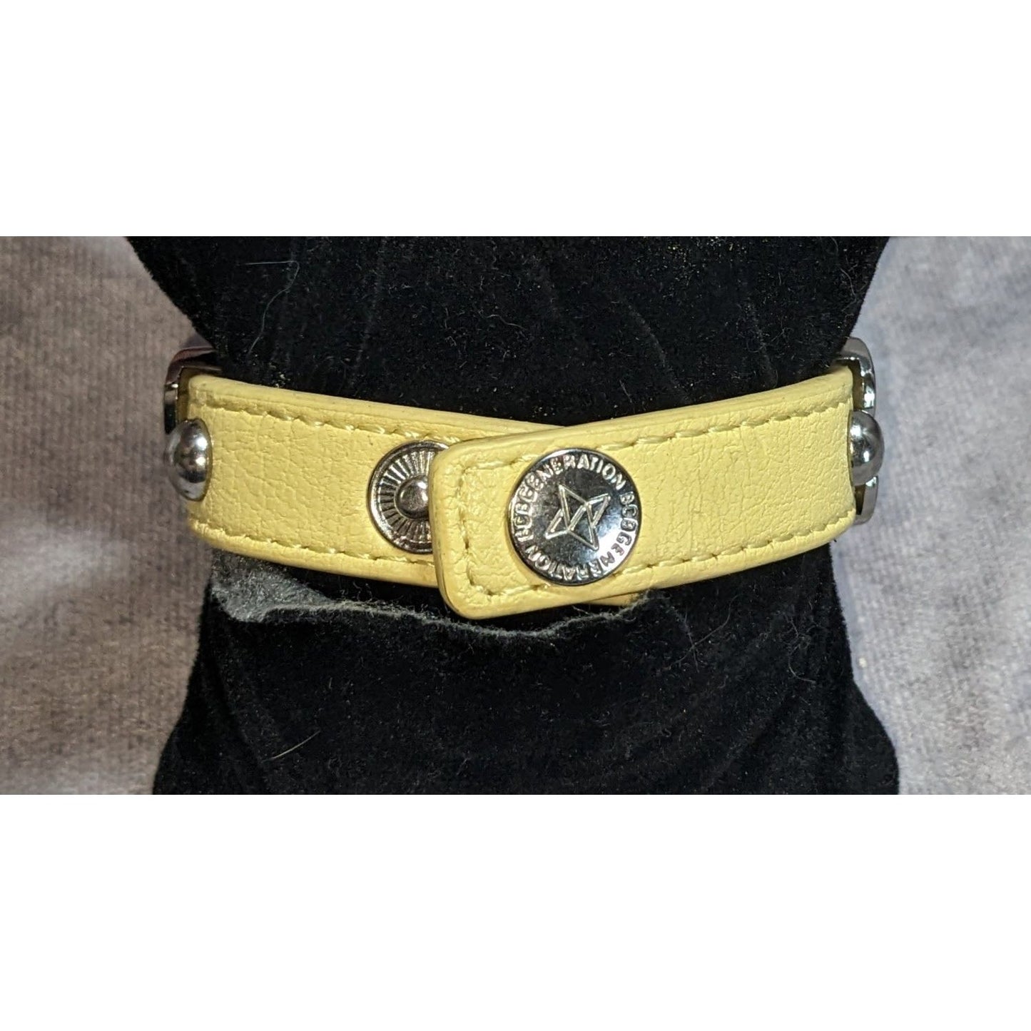 Y2K Sweet BCBGeneration Yellow Leather Heart Statement Bracelet