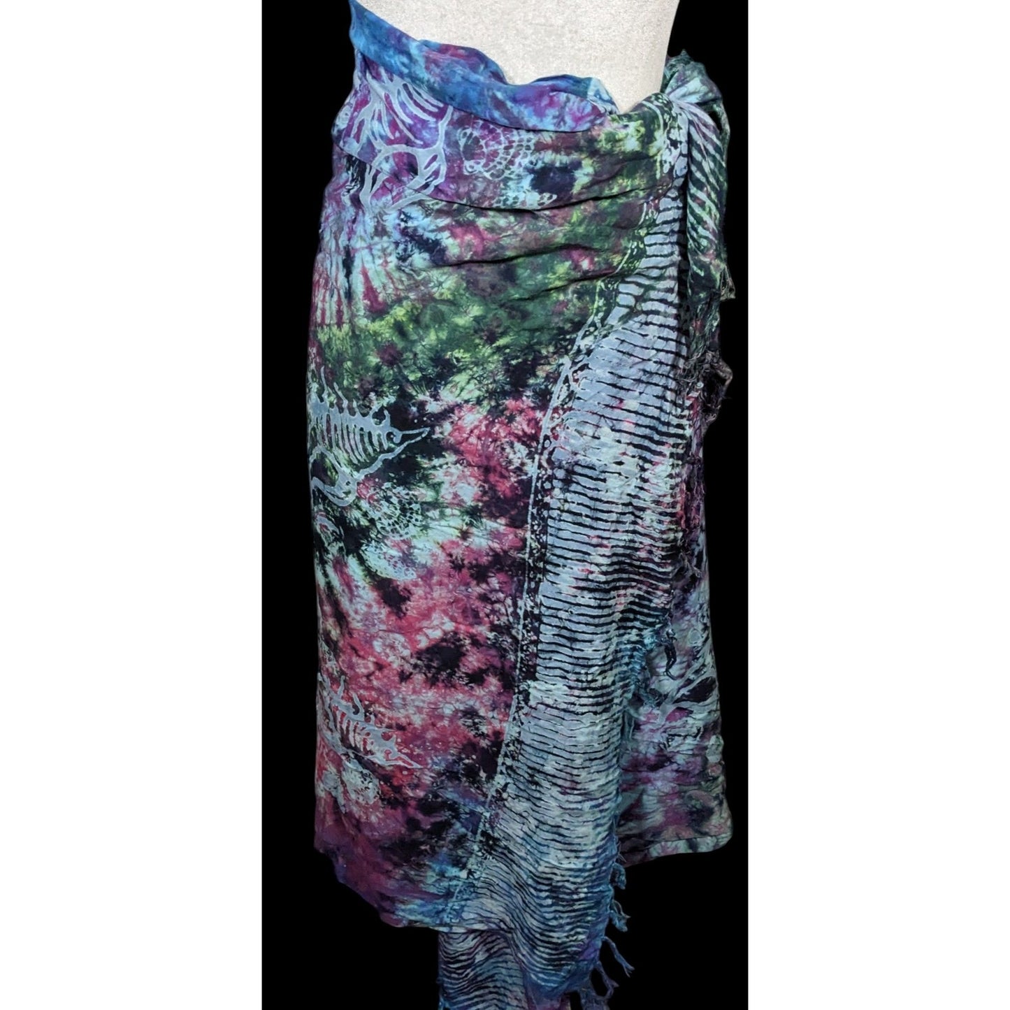 Rama Imports Blue Rainbow Fish Tie Dye Multipurpose Scarf/Shawl/Sarong