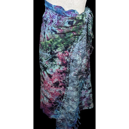 Rama Imports Blue Rainbow Fish Tie Dye Multipurpose Scarf/Shawl/Sarong