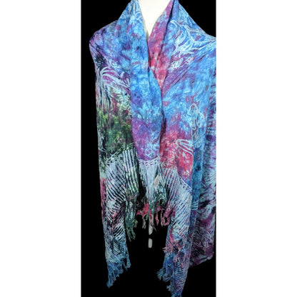 Rama Imports Blue Rainbow Fish Tie Dye Multipurpose Scarf/Shawl/Sarong