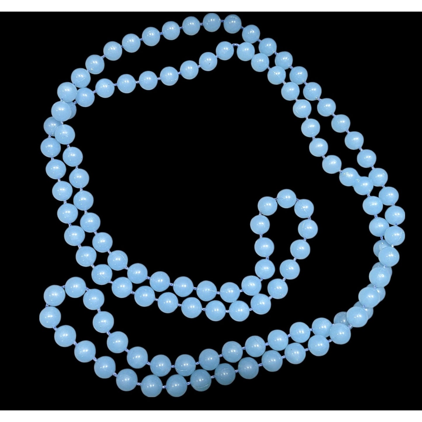 Casual Light Blue Extra Long Plastic Beaded Necklace