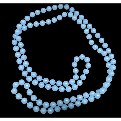 Casual Light Blue Extra Long Plastic Beaded Necklace