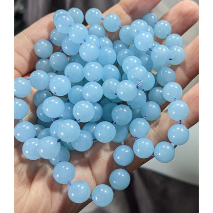 Casual Light Blue Extra Long Plastic Beaded Necklace