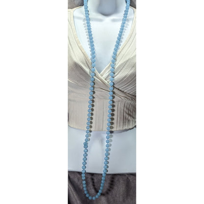 Casual Light Blue Extra Long Plastic Beaded Necklace