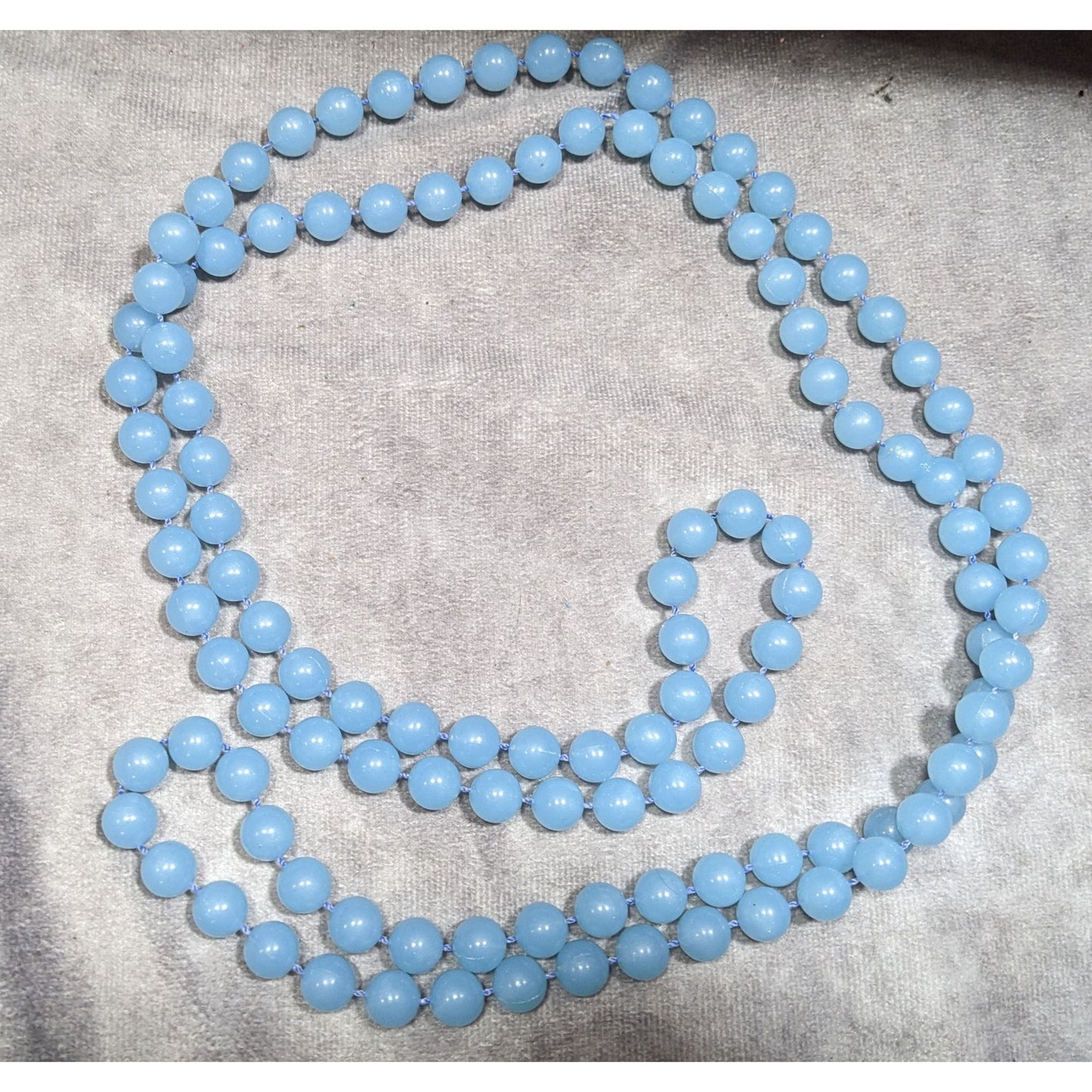 Casual Light Blue Extra Long Plastic Beaded Necklace