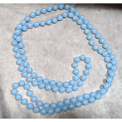 Casual Light Blue Extra Long Plastic Beaded Necklace