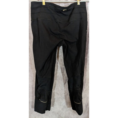 Athleta Black Crop Leggings W/ Mesh Calf & Reflective Details Size Small