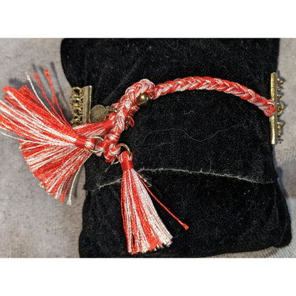 Boho BaubleBar Multistrand Seed Bead Tassel Bracelet Pink Coral Gold