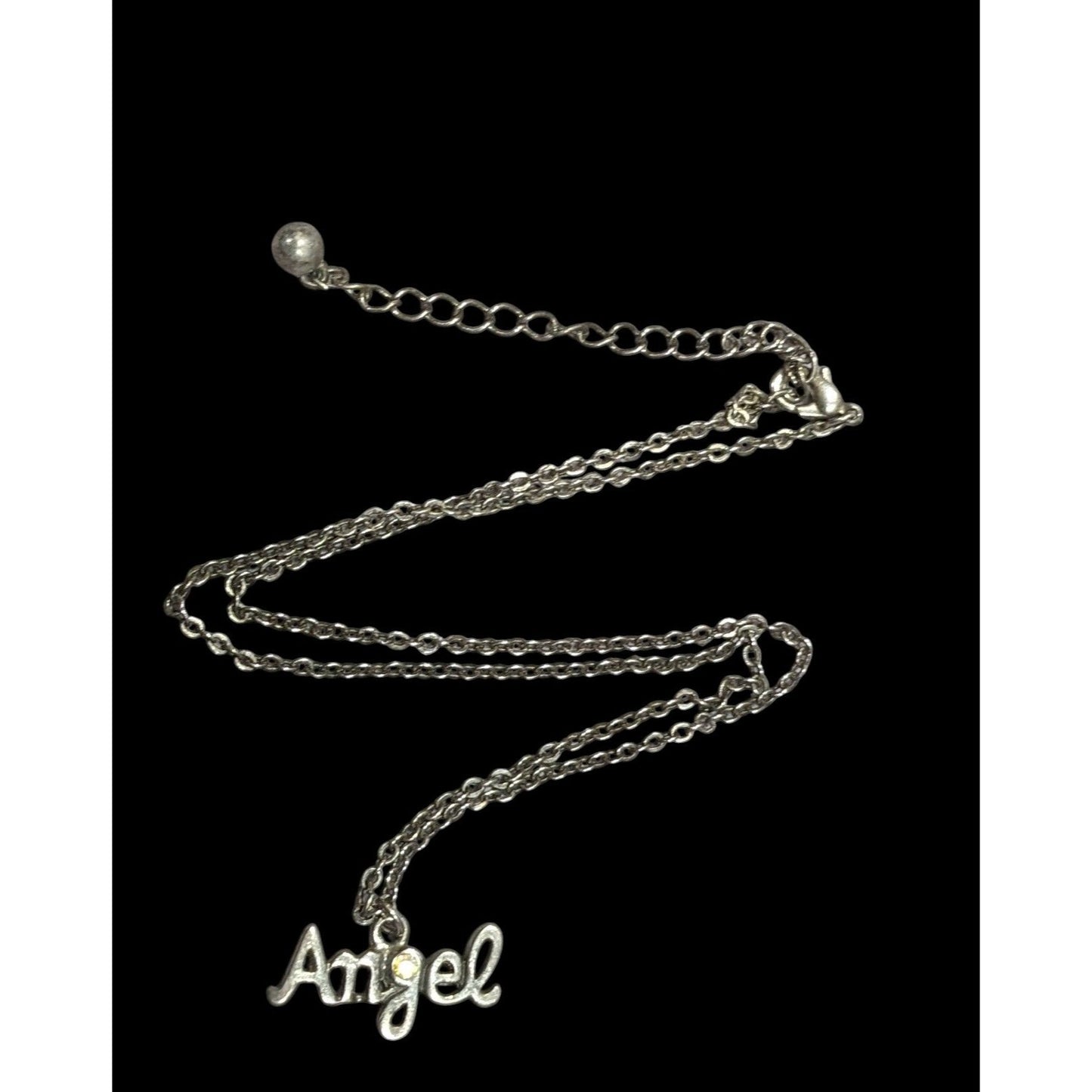 90s Y2K Style Angel Pendant Silver Tone Necklace