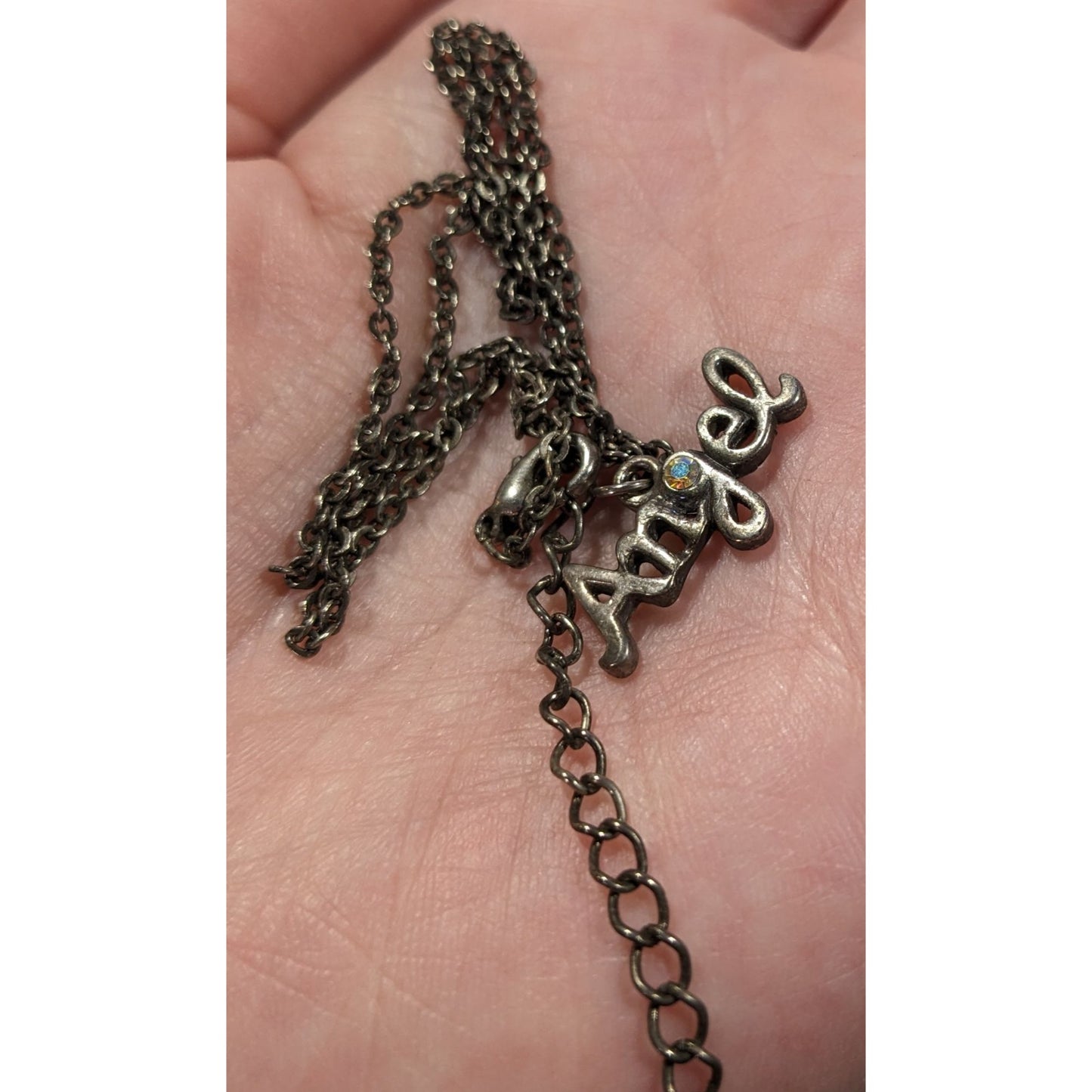 90s Y2K Style Angel Pendant Silver Tone Necklace