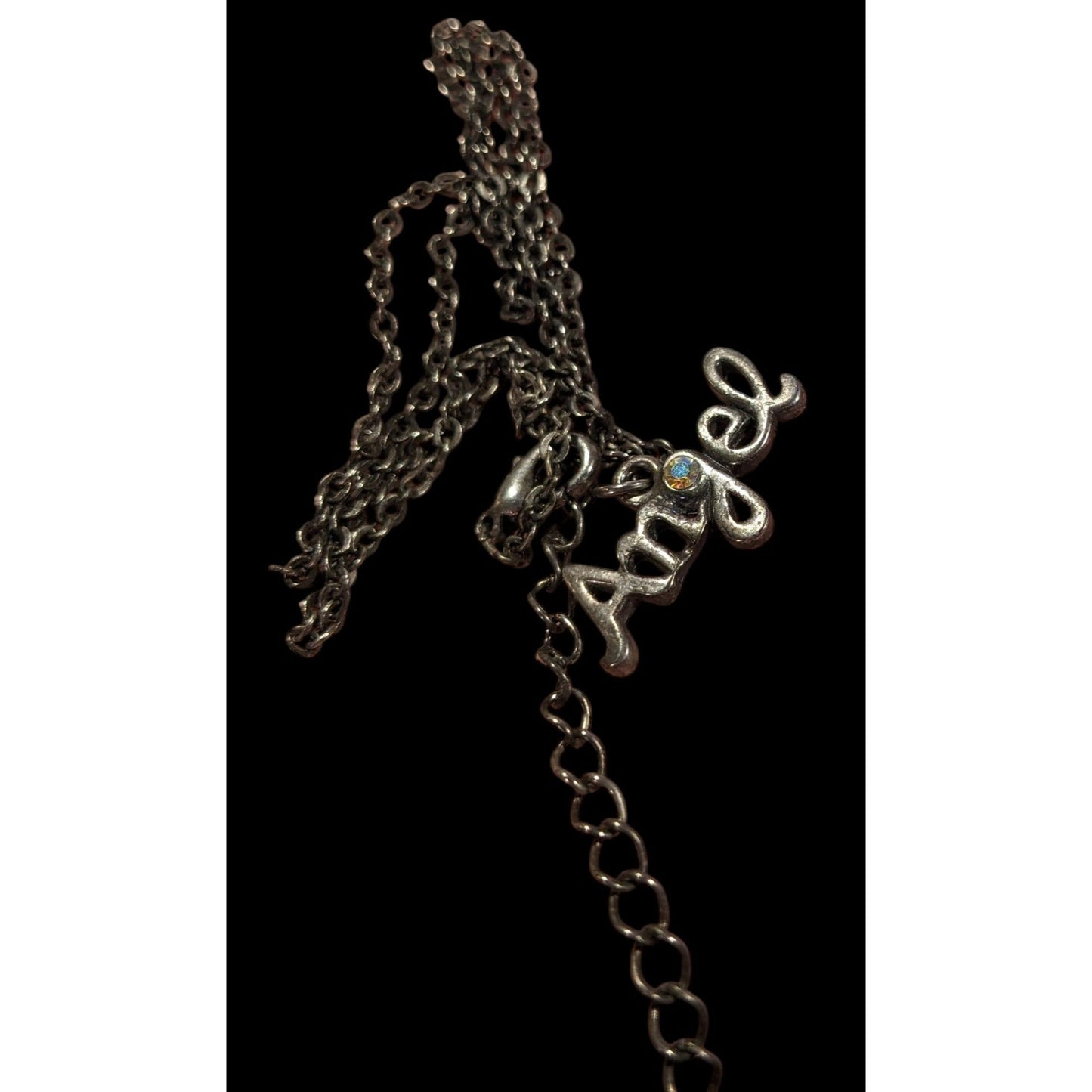 90s Y2K Style Angel Pendant Silver Tone Necklace