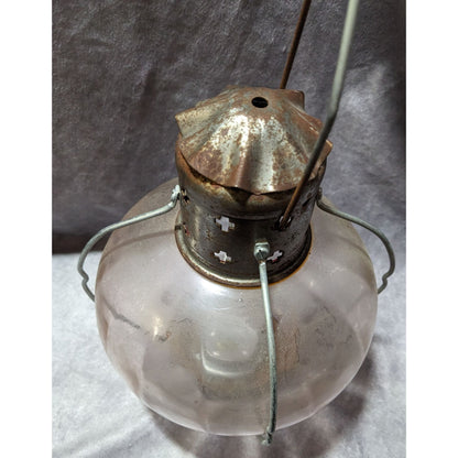 Vintage Clear And Silver Glass Onion Lantern With Handle