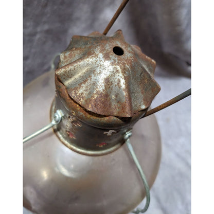 Vintage Clear And Silver Glass Onion Lantern With Handle