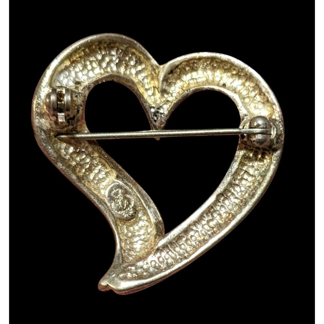 Vintage Premier Designs Silver Tone Open Heart Brooch