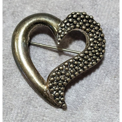 Vintage Premier Designs Silver Tone Open Heart Brooch