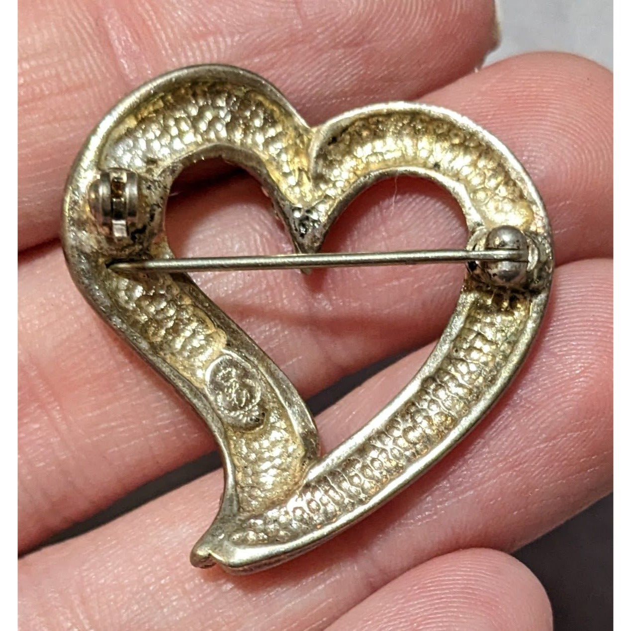 Vintage Premier Designs Silver Tone Open Heart Brooch