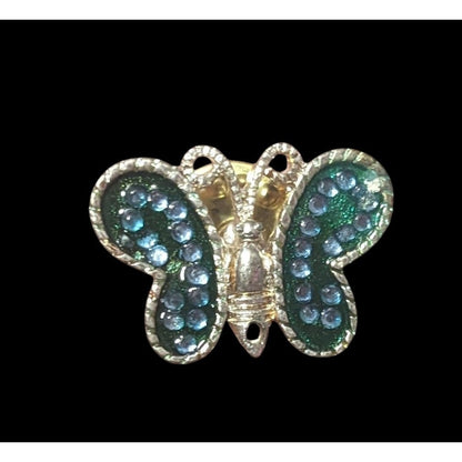 Vintage Minimalist Avon Butterfly Gemmed Wing Lapel Pin