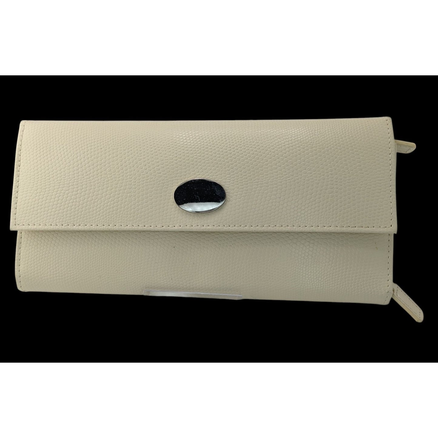 Vintage Beige Jewelry Clutch Wallet With Suede Interior & Removable Zip Pouch