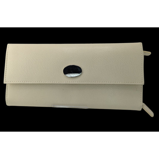 Vintage Beige Jewelry Clutch Wallet With Suede Interior & Removable Zip Pouch