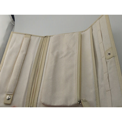 Vintage Beige Jewelry Clutch Wallet With Suede Interior & Removable Zip Pouch