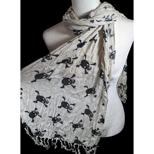 Gothic Skull And Crossbones Black And White Scarf
