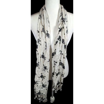 Gothic Skull And Crossbones Black And White Scarf