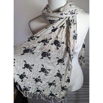 Gothic Skull And Crossbones Black And White Scarf