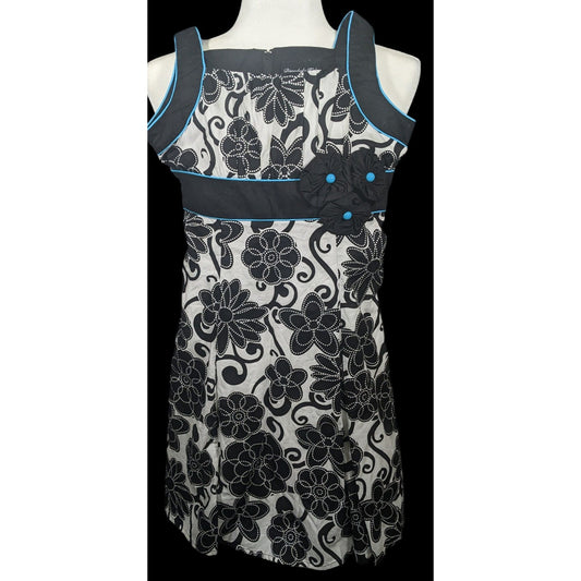 Disorderly Kids Black And White Floral Tie Back Dress