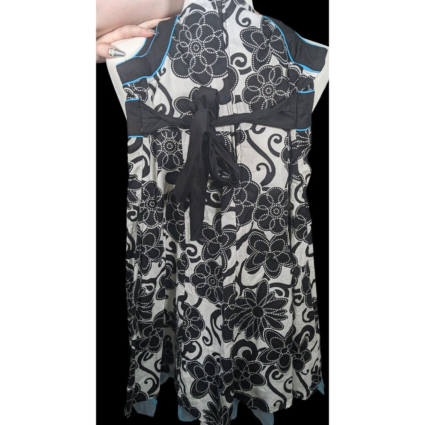 Disorderly Kids Black And White Floral Tie Back Dress