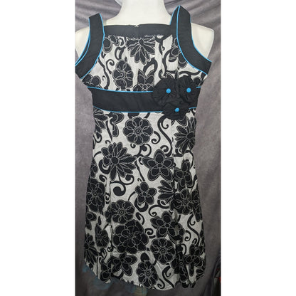 Disorderly Kids Black And White Floral Tie Back Dress