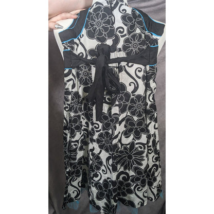 Disorderly Kids Black And White Floral Tie Back Dress