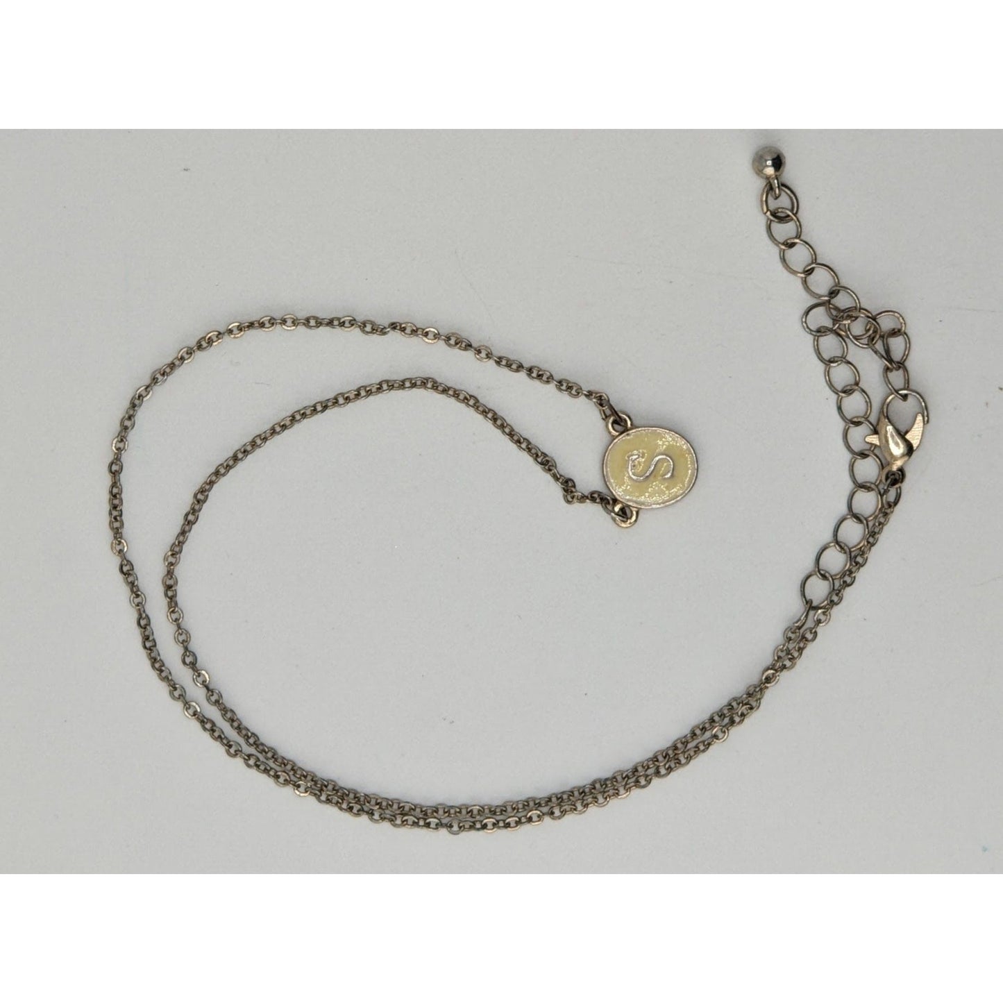 Initial S Pendant Necklace Silver Cream Minimalist Monogram Jewelry