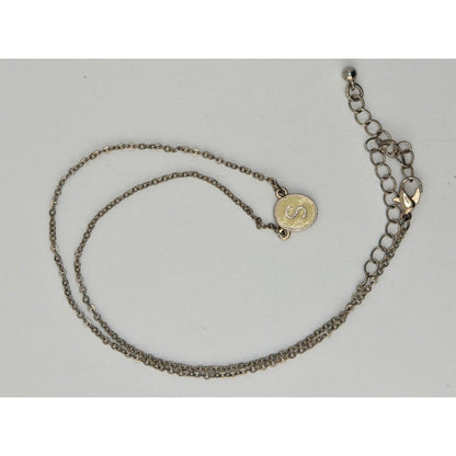Initial S Pendant Necklace Silver Cream Minimalist Monogram Jewelry