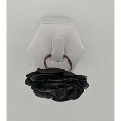 Whimsygoth Faux Leather Floral Ring Size 8 (Adjustable)